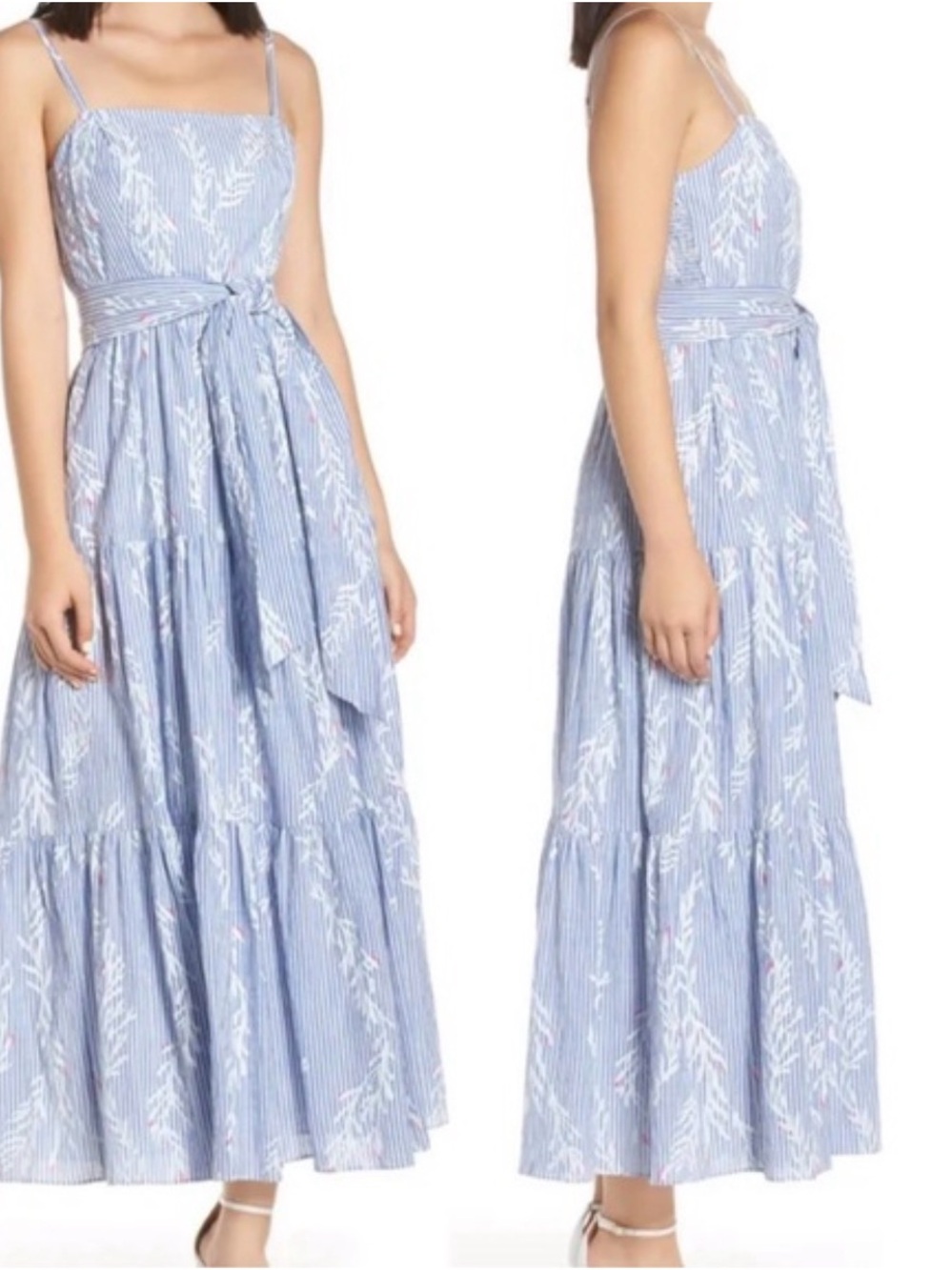 Aviana Maxi Dress in Coastal Blue Open Coral Pigment Print